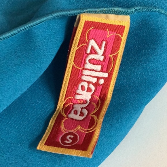 Zuliana Size Small Dark Teal Double Ruffle Tie Sarong Skirt. New With Tags - Picture 4 of 4